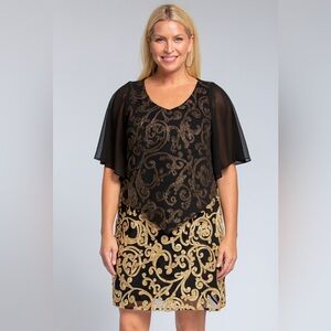 Connected Apparel Black and Gold Blouse